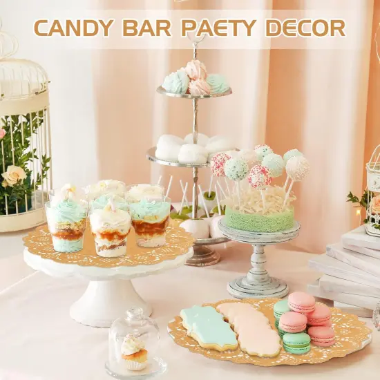 600 Pcs Round Paper Placemats Disposable 12 Inch Kraft Paper Doilies for Dinner Plates Charger Plates Place Mats for Cakes Desserts Food Event Weddings Party Decor(Brown) {4}