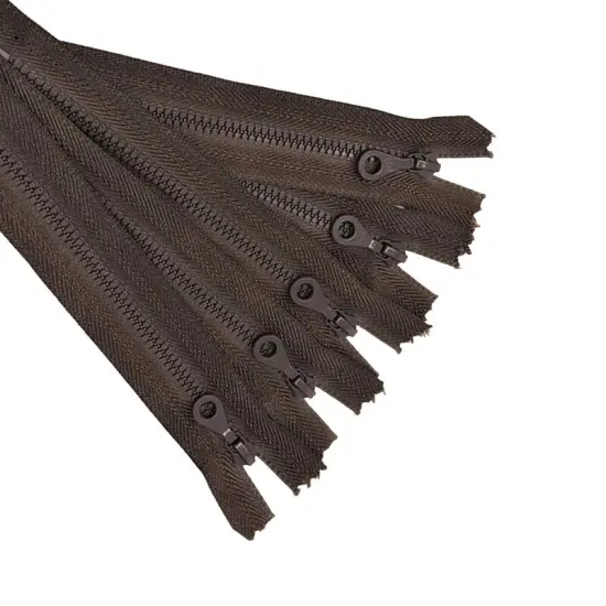 Deep Brown Molded Plastic Pocket Zipper D4 6 or 7 Inches Closed Bottom {2}