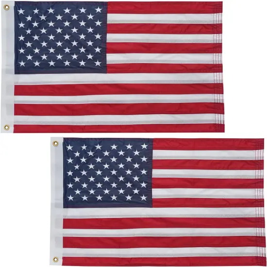 2 Pack American Flag 12x18 Inches Embroidered Small American Boat Flag Nautical Patriotic US United Flags for Outside with 2 Brass Grommets {1}