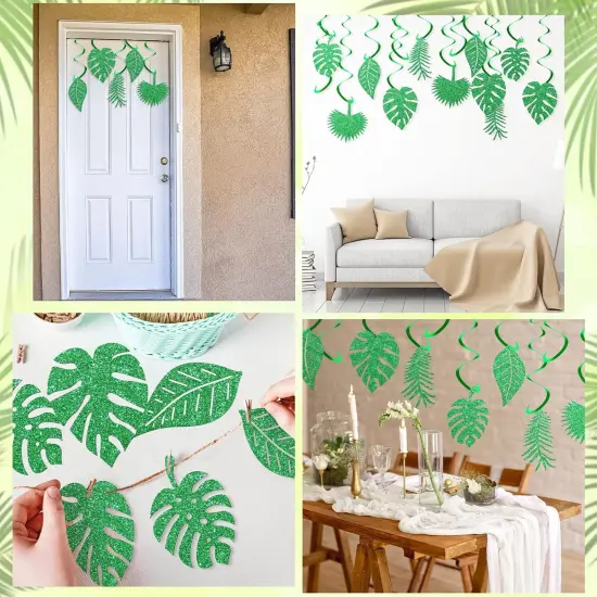 32 Pcs Hawaiian Luau Party Palm Leaves Swirl Party Decorations {3}