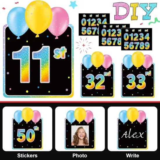 16 Pcs Happy Birthday Yard Signs with Stakes, 32.8 ft LED Lights, 42 Pcs Number Stickers, 13.4 Inch Letters Signs for Birthday Party Supplies Yard Lawn Outdoor Decoration(Colorful) {4}