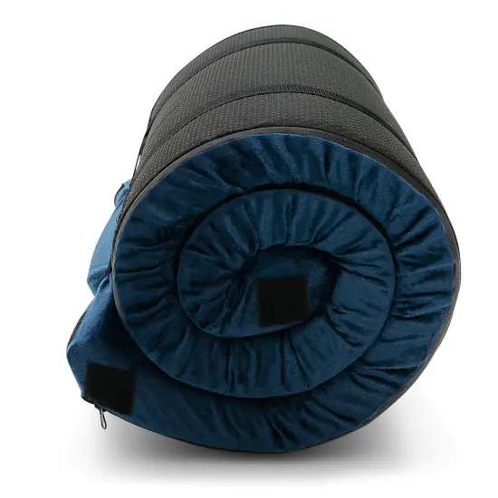 Flannel Memory Foam Camping Mattress, Waterproof and Portable Navy {4}