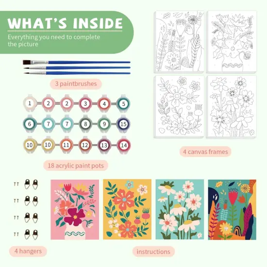 Paint by Numbers for Adults and Kids Ages 8-12 - Easy to Paint by Number for Beginners, Flower Canvas Painting Kits Perfect for Gift Home Wall Decor {3}