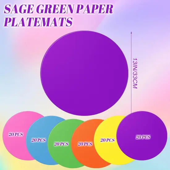 120 Pcs Multicolor Disposable Paper Placemats Colorful Round Paper Table Place Mats for Holiday Birthday Wedding Pride Fiesta Party Supplies Home Dinning Decor {3}