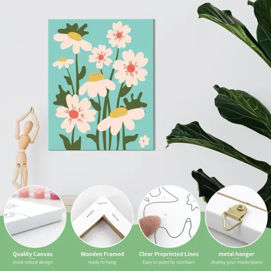 Paint by Numbers for Adults and Kids Ages 8-12 - Easy to Paint by Number for Beginners, Flower Canvas Painting Kits Perfect for Gift Home Wall Decor {1}