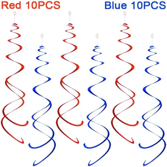 Party Swirl Decorations, Red and Blue Foil Ceiling Hanging Swirl Decoration {2}