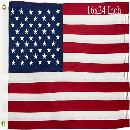 American Flag Small US Flag 16x24 Inch Small American Boat Flag Embroidered Stars Heavy Duty for Outdoor Indoor {1}