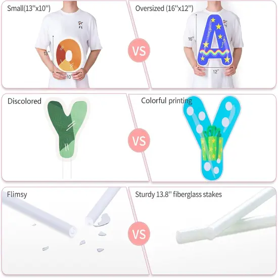 18Pcs Happy Birthday Yard Signs with Stakes 16&rdquo;Large Size,LED Lights 2 x 5 m and Personalized Signs, Birthday Letters for Yard Lawn Outdoor Decoration Party Supplies {4}