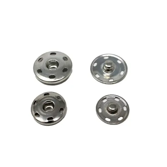 Silver Metal Snaps Sew-On 6 Hole 30L OR 34L {1}