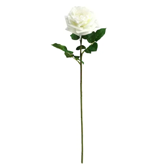 25.6" Real Toch White Rose Artificial Flower Stem {1}
