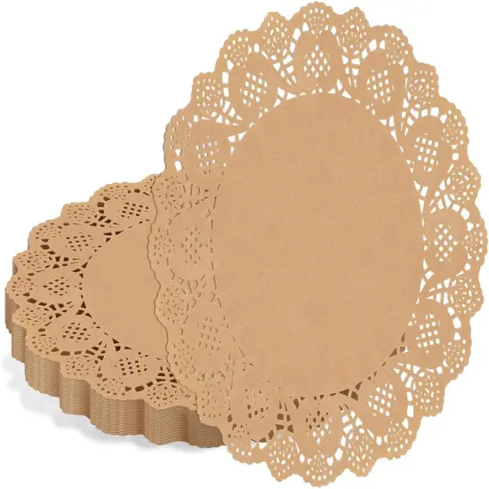 120 Pieces Paper Doilies 13.5 Inch Round Paper Doilies for Food Brown Disposable Lace Paper Doilies for Dining Tables Decorative Paper Placemats Bulk for Cakes Desserts Crafts {1}