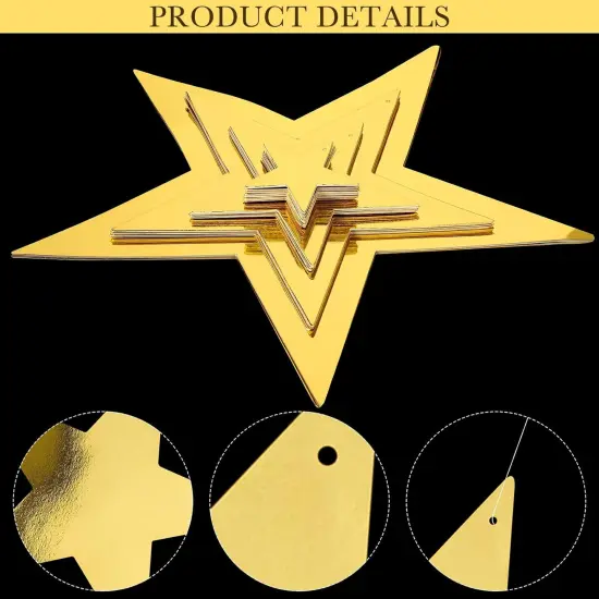 48 Pcs Gold Cardboard Stars Cutouts Party Decorations {4}