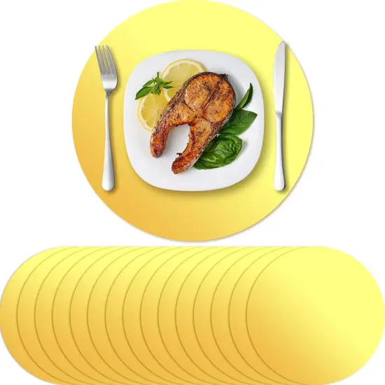 100 Pieces Round Paper Placemats Disposable Table Mats Mirror Foil Decorative Place Mats for Dining Wedding Table Decoration Banquet Birthday Festive Party(Gold) {1}