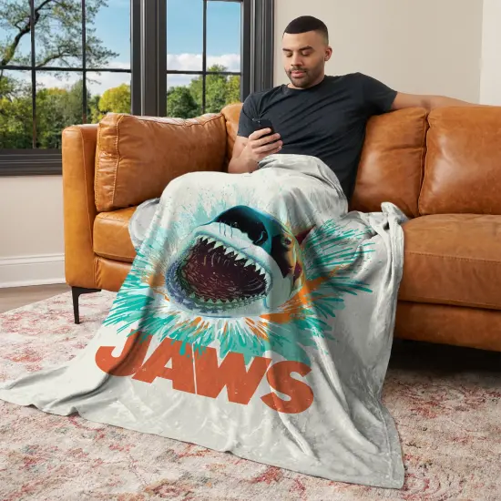 Universal Jaws Silk Touch Throw Blanket Shark Splash {3}