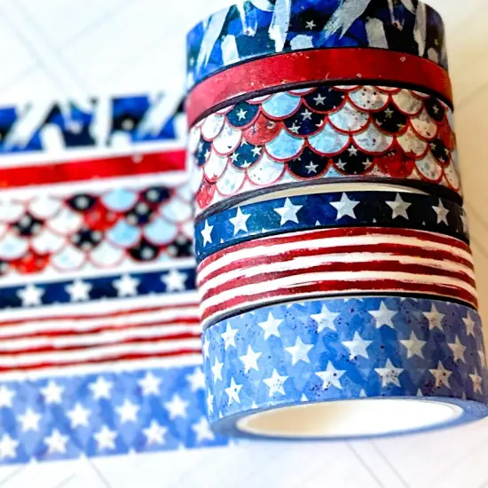 4th Of July Red White Blue Summer Washi Tape Set July 2025 - W135 {1}