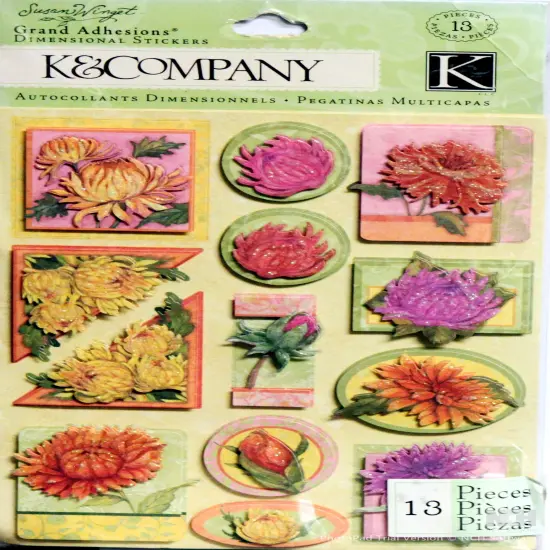 K & Company Susan Winget Spring Blossom Peonies Grand Adhesions Dimensional Stickers {1}