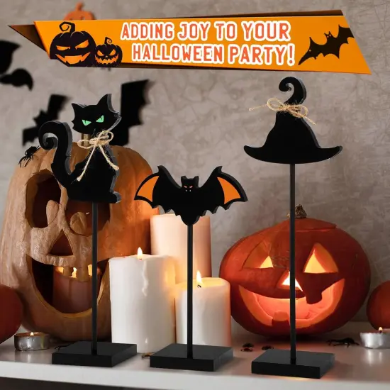 3 Pieces Halloween Tiered Tray Decor Wooden {4}