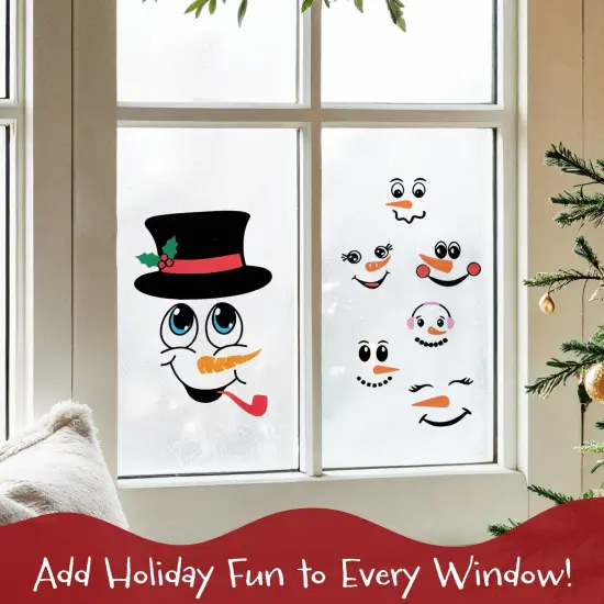 Wrapables Snowman Face Stickers for Crafts, Christmas Decoration for Windows, Refrigerators, Water Bottles, Cups (Set of 41), Frosty {6}