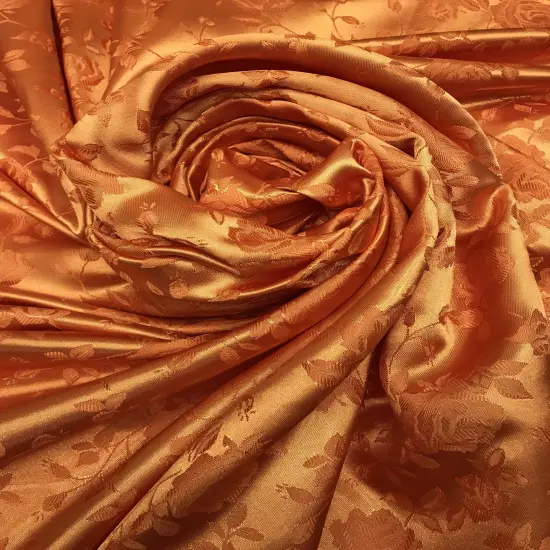 1 Yard Rust Jacquard Satin Reversible Fabric for Tablecloth Drapery Overlay Sewing Crafts 58/60 Inch Width {2}