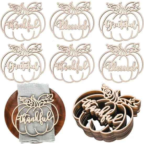 24Pcs Thanksgiving Cutout Wood Sign Wooden Plate Decor {1}