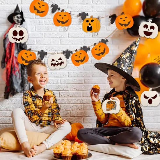 50 PCS Pumpkin Wood Cutouts Unfinished Fall Wooden Cutouts {3}
