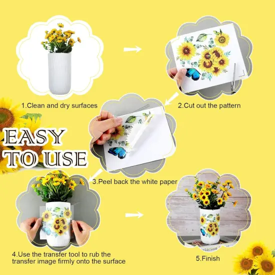 9 Sheets Sunflower Rub on Transfer for Furniture {3}