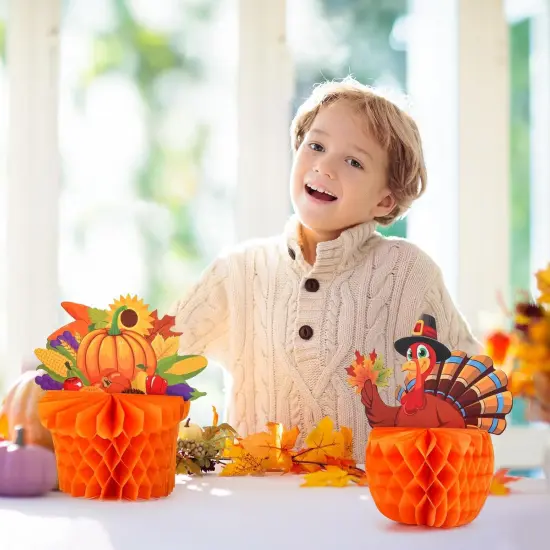 4 Pack Large Thanksgiving Honeycomb Turkey Centerpiece {4}