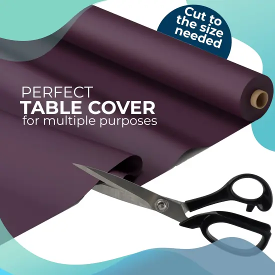 Exquisite Plastic Table Cover Roll &ndash; 40" x 300' Disposable Tablecloth Roll &ndash; Premium Thick 0.5 MIL Plastic Banquet Roll &ndash; Party Table Cover Roll for Events & Catering Plum {6}