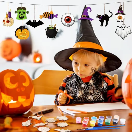 36 Pcs Halloween Wood Cutouts Crafts for Kids {4}