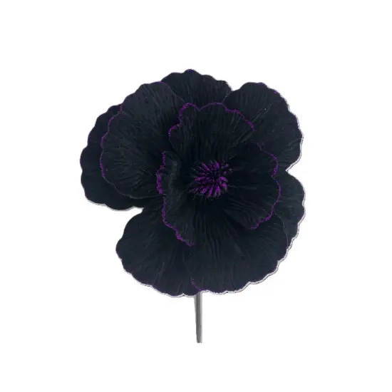 Velvet Fantasy Flower Pick &ndash; 9&rdquo; Faux Floral in Black or Purple for Halloween & Gothic Decor {1}