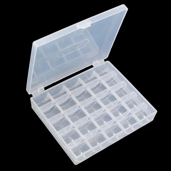Bobbin Box, Bobbin Organizer Plastic Case, Transparent 25 Slots Empty Bobbins Spools Box, Sewing Craft Plastic Case Storage Box for Sewing Machine (1Pcs Box) {1}