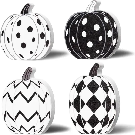 4PCS Fall Pumpkin Wood Centerpiece Table Decor (Double Printed) {1}