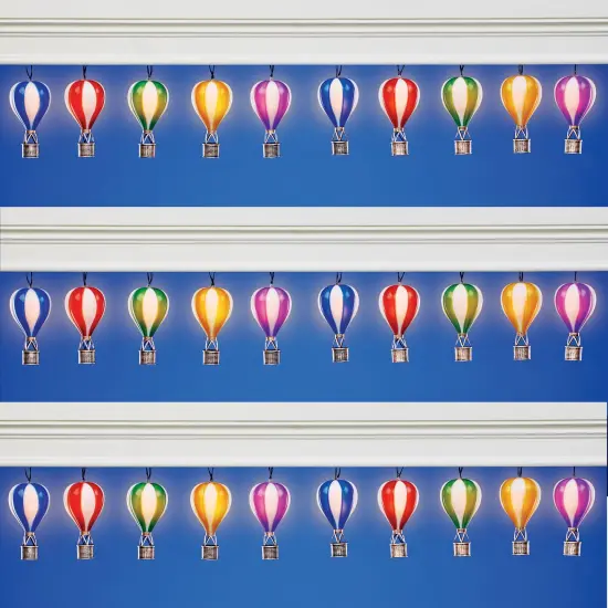 Collections Etc Unique Solar Powered Colorful Hot Air Balloon Outdoor String Lights {1}