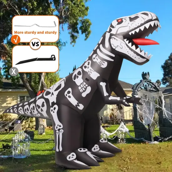 GOOSH 8 FT Long Halloween Inflatables Blow Up Dinosaur Skeleton with Built-in LEDs {5}