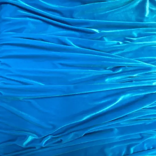 1 Yard Vibrant Turquoise Stretch Velour Fabric Silky Plush Feel with Graceful Weighted Drape 58/60 Inch Width {4}