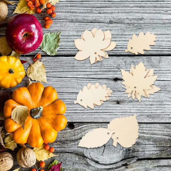 60 Pieces Unfinished Wooden Maple Fall Leaves {5}