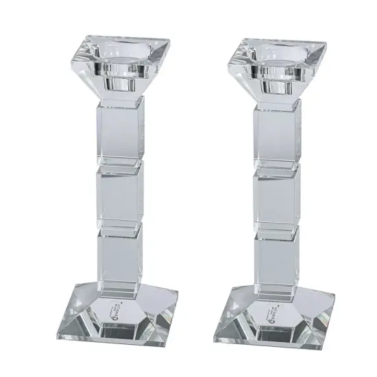 Crystal Candlesticks Square Design Set of Two {3}
