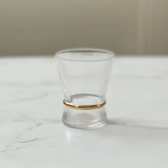 Clear Short Glasses with Band 6pk Grey/Silver {5}