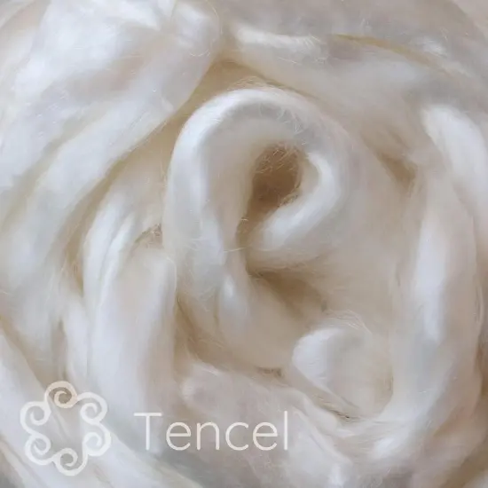 2oz Tencel Fiber: Natural White Undyed Combed Top Roving. Plant Based, Eco Friendly, Vegan {2}