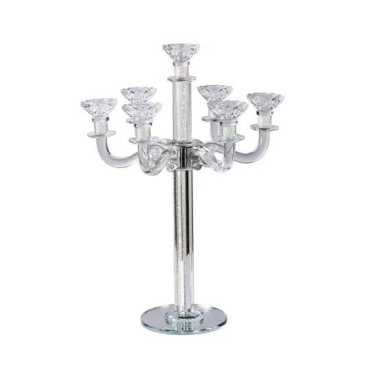 Crystal Candelabra with Mirrored Base 7 Arms Clear {2}