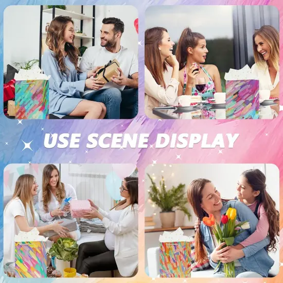 4Pcs 9" Small Size Gift Bag with Handles for Women Men Boy Girls Baby Kids Color Paper Gift Wrap Bags with Tissue Paper for Birthday {5}