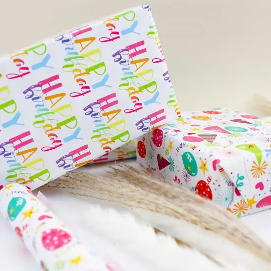 Birthday Wrapping Paper,Birthday Gift Wrapping Paper,Wrapping Paper Roll,Mini Roll-4 Roll-17 inch X 120 {4}