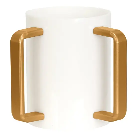 Lucite Wash Cup White with Gold Handles {1}