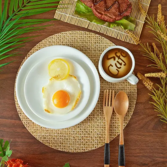 50 Pieces Disposable Burlap Printed Paper Placemats Round Rustic Brown Chargers Paper Place Mat Country Decor Disposable Placemats for Vintage Country Farmhouse Tan {4}
