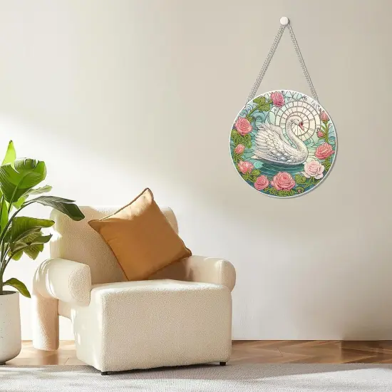 Swan Diamond Art Hanging Pendant Kits, 5D Special Shape Diamond Art Kits for Adults, Crystal Rhinestones Animal Diamond Painting Gem Art for Home Window Garden Wall Decor {3}