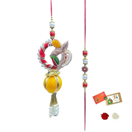 Leaf Lumba Designer Rakhi for Brother Gift Hamper for Brother Bhai and Bhabhi. Thread Bracelet for Rakshabandhan Raki. Rakasha Bandhan Gifts from Sister, {3}