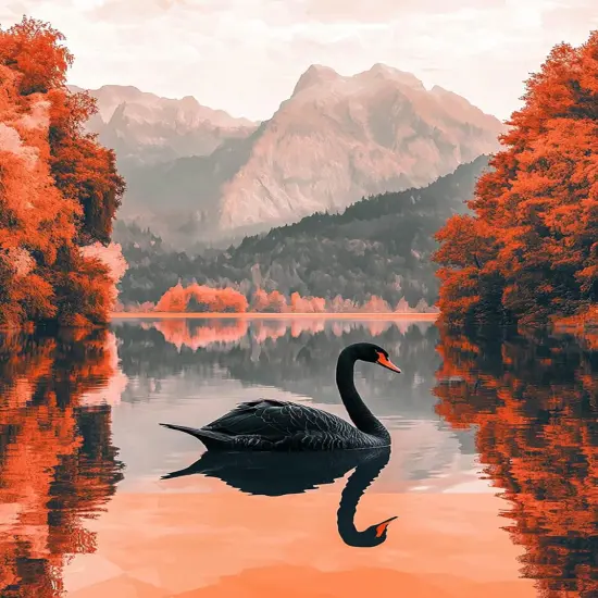 5D Diamond Art Kits for Adults, Black Swan Diamond Painting Art Animal DIY Full Round Drill Kits, Embroidery Rhinestone Diamond Crystal Craft Canvas Home Wall Decor 12x16 inch {1}