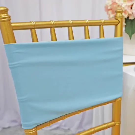 10 Pieces Soft Baby Blue Stretch Spandex Chair Bands 7 x 13 Inches {4}