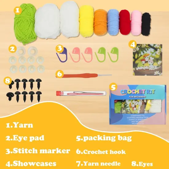 7 pcs Mushroom Crochet Kit for Beginners {2}