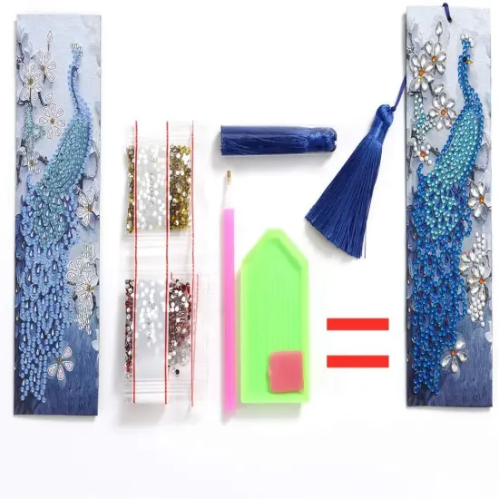 Diamond Painting Tassel Bookmark Art 5D DIY Peacock Kits {5}